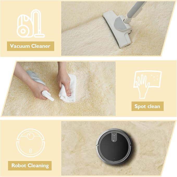 6x9 Fluffy Area Rug for Living Room, Shag Area Rugs for Bedroom, Ivory Soft - Image 5