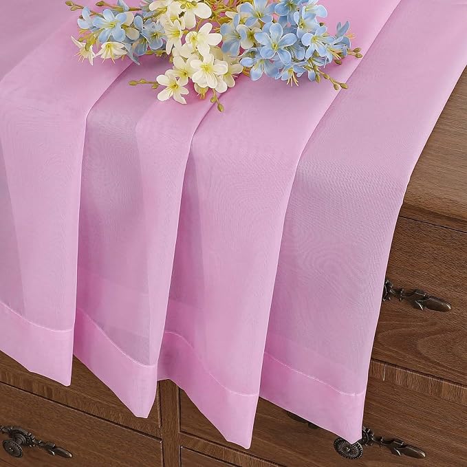 Light Pink Small Sheer Curtains Tier 24 Inches Length 2 Pieces, Light Filtering - Image 6