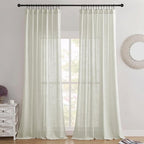 Joydeco Linen Curtains 96 Inch Length 2 Panel Sets, Light Filtering Curtains - Image 2