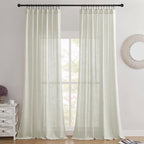 Joydeco Linen Curtains 72 Inch Length 2 Panel Sets, Light Filtering Curtains - Image 2