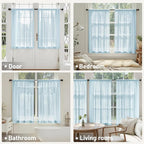 MIULEE Sky Blue Sheer Curtains 63 Inches Long, 4 Panels Set, Light Filtering - Image 6