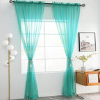 youleyar Solid Sheer Rod Pocket Curtain Voile Draperies 2 Panels White Beige - Image 2
