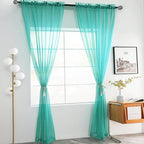 youleyar Solid Sheer Rod Pocket Curtain Voile Draperies 2 Panels White Beige - Image 2
