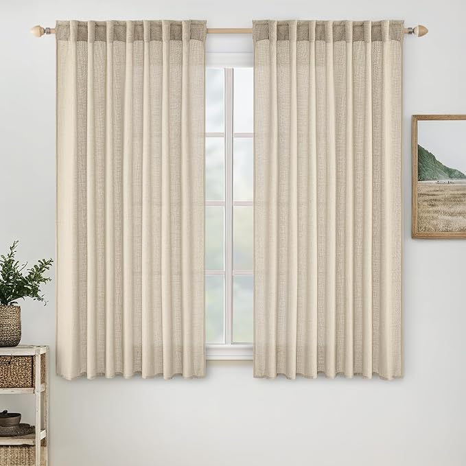 MIULEE Short Linen Curtains 45 Inch Length 2 Panels by MIULEE