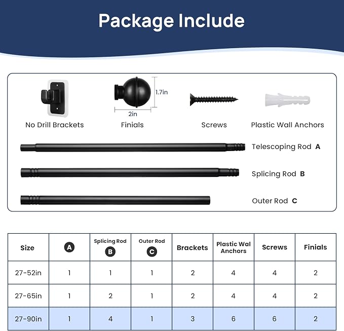 ENJOYBASICS 2 Pack No Drill Curtain Rods - Image 6