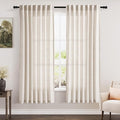 Nanspring Beige Semi Sheer Linen Curtains 72 inch Length by Nanspring
