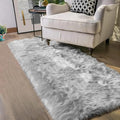 Latepis Grey Fluffy Rugs for Bedroom Rug Runner 2x5 Faux Sheepskin Fur Furry by Latepis