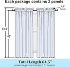 Simplebrand Navy Blue Semi Sheer Curtains 63 Inch Length 2 Panels, Light - Image 7