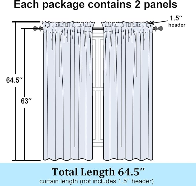 Simplebrand Blush Semi Sheer Curtains 63 Inch Length 2 Panels, Light Filtering - Image 7