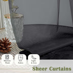 Lecloud Black Sheer Curtains 84 Inches Long 2 Panels, Balance Light & Privacy - Image 7