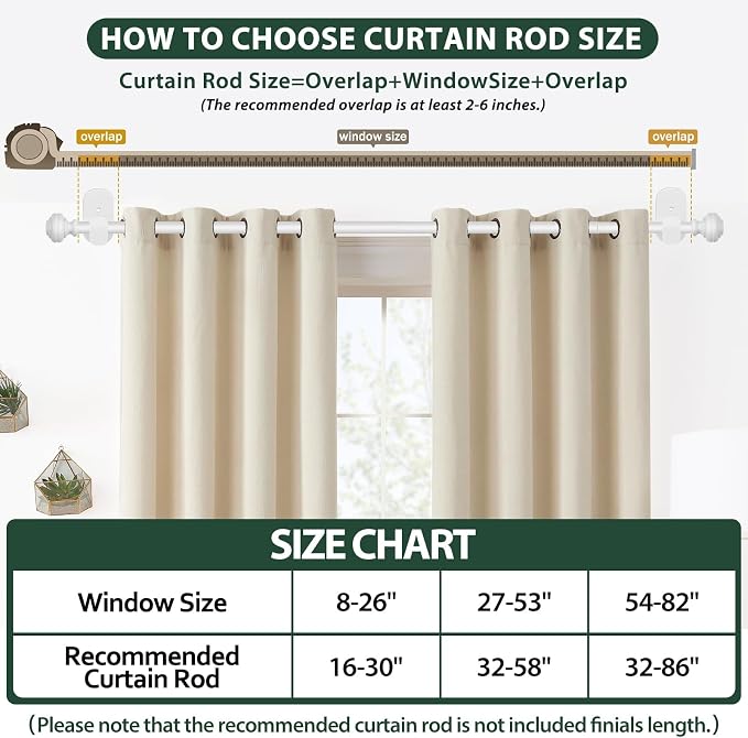 KAMANINA White Curtain Rod No Drilling 32 to 58 Inches, 5/8 Inch Adjustable - Image 8