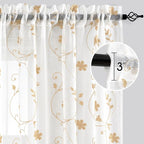 HOMEIDEAS Yellow Sheer Curtains 84 Inches Long 2 Panels Yellow and White - Image 5