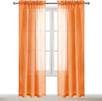 DWCN Orange Sheer Curtains 84 inches Long 2 Panels Set, Home Decoration Rod - Image 9