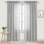 DWCN Grey Sheer Curtains Semi Transparent Voile Rod Pocket Curtains by DWCN
