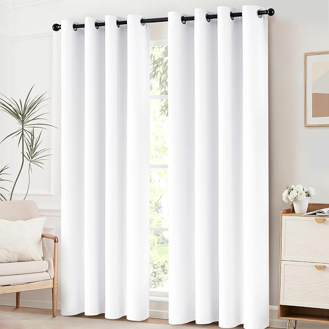 Yakamok White Thermal Insulated Curtains 84 Inch Length Solid Grommet Top - Image 2