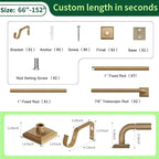 Boho Wood Grain Curtain Rods for Windows 66-152Inch Heavy Duty Wrap Around - Image 8