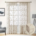HOMEIDEAS Taupe Sheer Curtains 52 X 96 Inches Long 2 Panels Beige Embroidered by HOMEIDEAS
