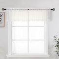 OWENIE Ivory Sheer Valance for Kitchen Windows Set of 2, Small Modern Rod by OWENIE