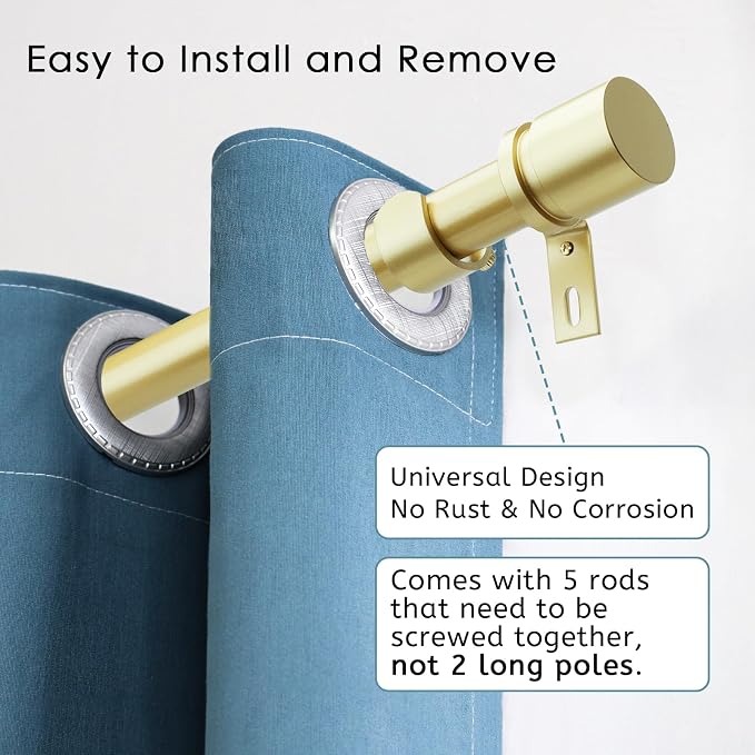 Byondeth Curtain Rods for Windows 16 to 88 Inches Adjustable Length 1 Inch - Image 2