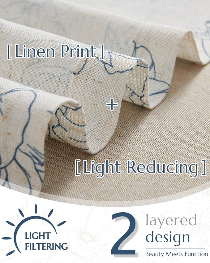 jinchan Linen Floral Valance Curtain - Image 4