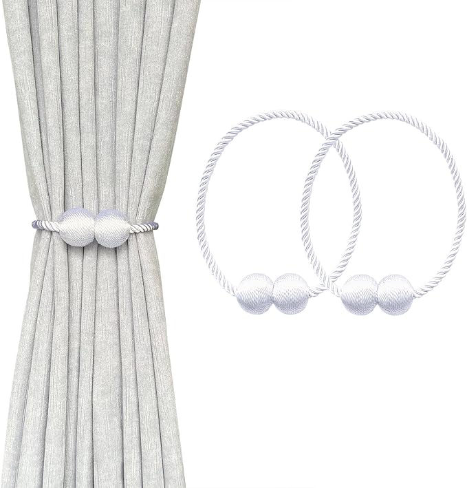 Melaluxe 2 Pack Magnetic Curtain Tiebacks, Decorative Curtain Holdbacks by Melaluxe