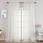 Gwine Sheer Ivory Curtains 96 Inches Long 2 Panels Set, Light Filtering Voile by Gwine