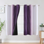 Estelar Textiler Purple and Greyish White Ombre Blackout Curtains 54 Inch - Image 2