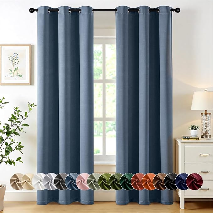 MIULEE Stone Blue Blackout Curtains by MIULEE