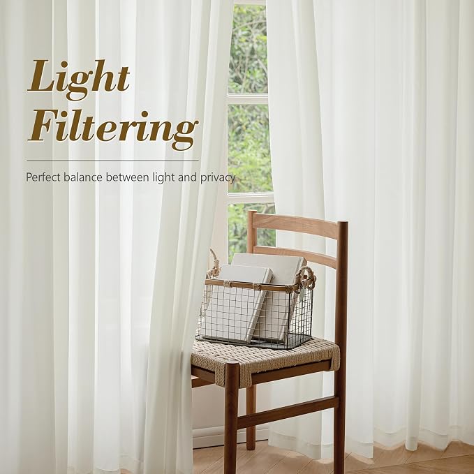 FMFUNCTEX Sheer Non-See-Through Netural Beige Curtains - Image 5