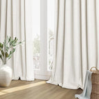 Guken Cream 100% Blackout Cream Linen Curtains 52 Inch Wide by 148 Inch 2 - Image 8
