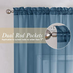 Lecloud Dusty Blue Sheer Curtains 90 Inches Long 2 Panels, Light Filtering - Image 5
