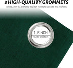 Yakamok Dark Green Linen Curtains 100% Blackout 96 Inches Long, Room Darkening - Image 4