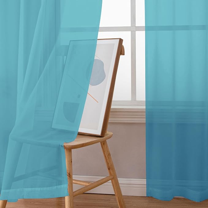 Simplebrand Turquoise Sheer Curtains 72 Inches Long 2 Panels - Image 4