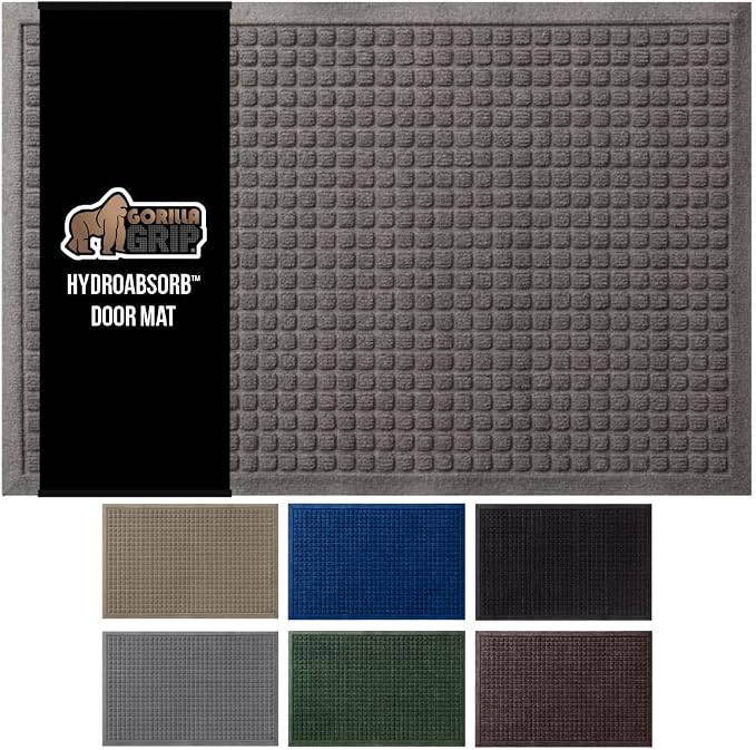 GORILLA GRIP® Ultra Absorbent Front Door Mat Outside Entrance 47x35, Traps Dirt by GorillaGrip