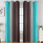 Estelar Textiler Brown and Teal Room Darkening Blackout Curtains 84 Inch Length - Image 2
