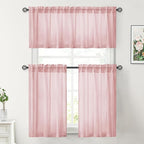 HOMEIDEAS Non-See-Through Light Pink Privacy Sheer Curtains, 30 X 24 Inches - Image 2