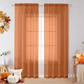 OVZME Sheer Orange Curtains 84 inch Length 2 Panels Set, Airy Soft-Touching Rod by OVZME