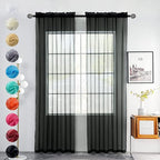 youleyar Solid Sheer Rod Pocket Curtain Voile Draperies 2 Panels White Beige by Youleyar