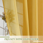 NICETOWN Linen Sheer Gold Curtains 63 inch Length 2 Panels, Grommet Natural - Image 4