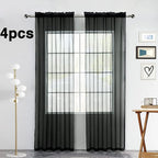 SpaceDresser Black Sheer Curtains 4 Panels Rod Pocket Semi-Sheer Curtain 96 - Image 2