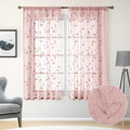 HOMEIDEAS Blush Pink Floral Sheer Curtains 63 Inches Long 2 Panels Embroidered by HOMEIDEAS