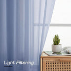 Simplebrand Denim Sheer Curtains 84 Inches Long, Light Filtering Rod Pocket - Image 2