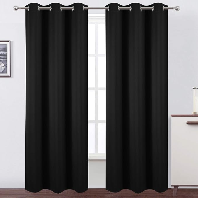 LEMOMO Black Thermal Blackout Curtains/42 x 84 Inch/Set of 2 Panels Room by Lemomo