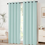 Yakamok Aqua Curtains 96 Inch Length Blackout Room Darkening Drapes Thermal - Image 2