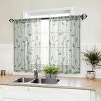 HOMEIDEAS Sage Green Sheer Kitchen Curtains 30 X 36 Inch Length 2 Panels by HOMEIDEAS