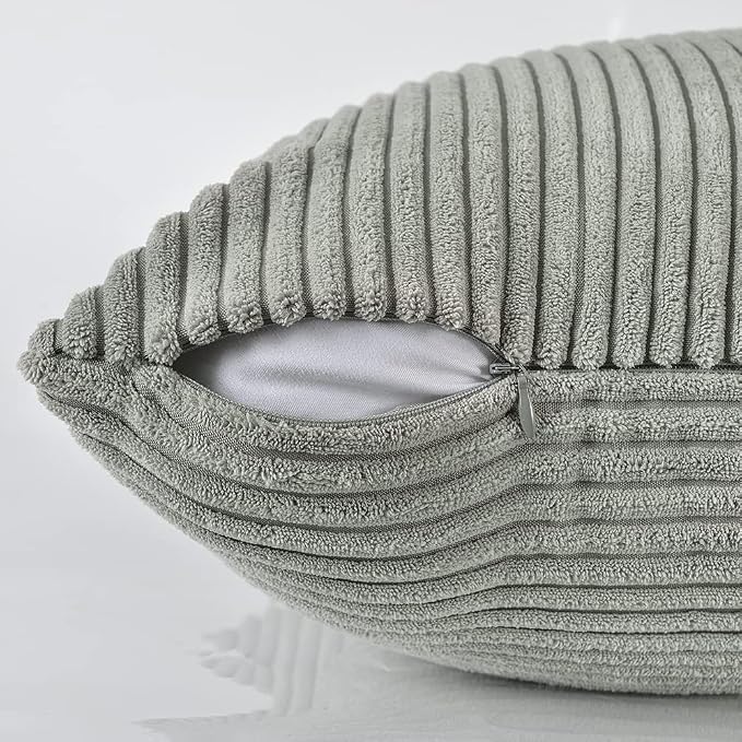 Fancy Homi 2 Packs Grey Lumbar Decorative Throw Pillow Covers 12x20 Inch - Image 4