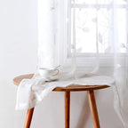 HOMEIDEAS White Sheer Kitchen Curtains 52 x 54 Inch Length 2 Panels Embroidered - Image 2