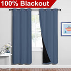 NICETOWN 100% Blackout Curtains Thermal, Stone Blue, 1 Pair, W37 x L70 - Image 2