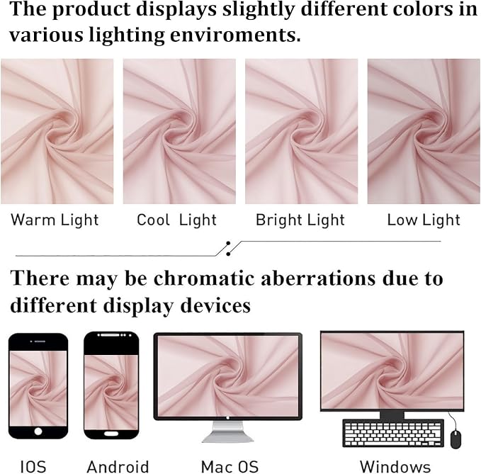 Lecloud Blush Pink Sheer Curtains 90 Inches Long 2 Panels, Modern Airy Voile - Image 7