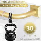 Gold Curtain Rods for Windows 66-152Inch Heavy Duty Wrap Around Blackout - Image 5